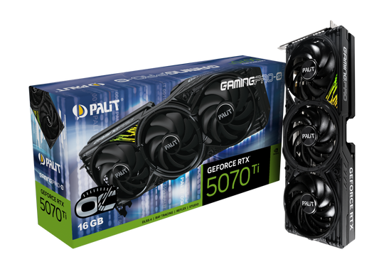 كرت شاشة باليت GeForce RTX 5070 Ti GamingPro-S OC بسعة 16 جيجابايت GDDR7، سرعة 2482 ميجاهرتز