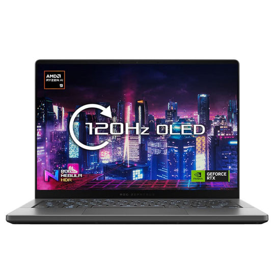 ASUS - ROG Zephyrus + G14 + Gaming Laptop - AMD Ryzen 9 8945HS - NVIDIA RTX 4070 8GB - 32GB RAM - 1TB SSD - 14.0-inch OLED WQXGA+ 120Hz - Windows 11 - Eclipse Grey/Platinum White