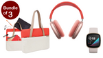 GiGate Bundle,STM Grace Notebook 13" Sleeve Case Coral+Apple AirPods Max Bluetooth Headset With Mic Pink+Fitbit Sense 1.58" AMOLED 40 Mm White Satellite