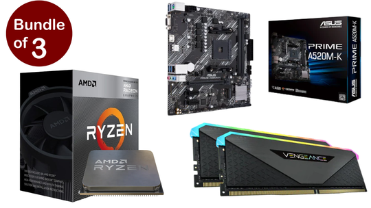 باقة جي جيت، معالج AMD ريزن 4300G بسعة 4 ميجابايت L3 في الصندوق + وحدة ذاكرة بسعة 16 جيجابايت (2 × 8 جيجابايت) DDR4 فينجيانس RGB + لوحة أم اسوس برايم لمعالجات AMD Socket AM4 DDR4 Micro ATX