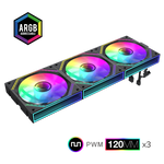GameMax FN12A-S3I 3-Pack 120mm Infinity ARGB Black 4pin PWM Linked Cooling Fans
