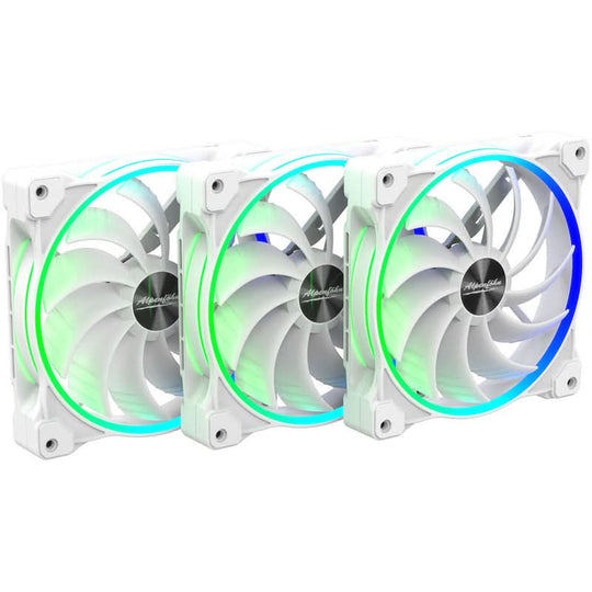 Alpenfohn Wing Boost 3 White 140mm ARGB PWM Fan - Triple Pack with Remote Control