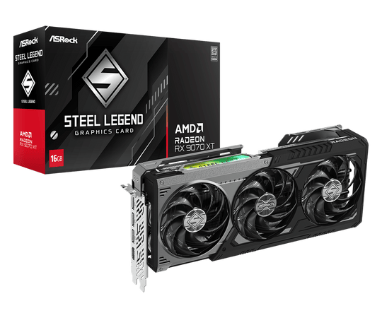 ASRock Radeon RX 9070 XT Steel Legend Dark 16GB GDDR6 2970 MHz Graphics Card
