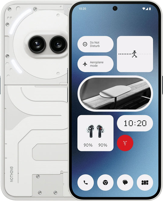 هاتف نوثينج (2a)، شاشة بحجم 6.7 بوصة، 8 جيجابايت RAM، سعة تخزين 128 جيجابايت، ثنائي الشريحة، هاتف ذكي اندرويد 5G - أبيض.