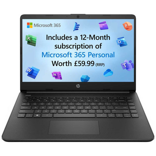 HP - Stream 14s + dq0034na + Laptop - Intel Celeron N4120 - Intel UHD 600 - 4GB RAM - 128GB SSD - 14-inch HD - Windows 11