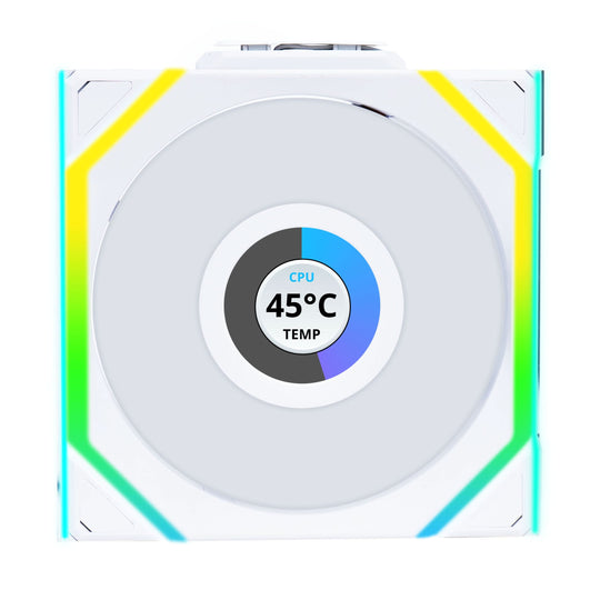 Lian Li UNI SL Wireless LCD RGB Reverse Flow 120mm Fan - White - 1900 RPM - 1.6" IPS Display
