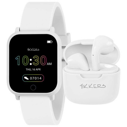 Tikkers Teen Series 10 White Smart Watch Wireless Earbud Set