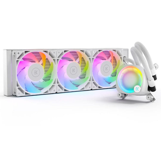 EK Nucleus CR360 Lux D-RGB White 360mm AIO CPU Cooler - 3x Vardar Fans - LGA1851/AM5