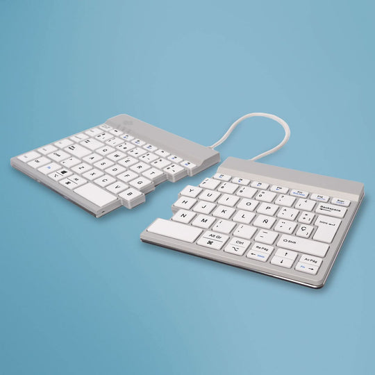 R-Go Tools Ergonomic keyboard R-Go Split Break with break software, ergonomic split keyboard, QWERTY (ES), Bluetooth, white