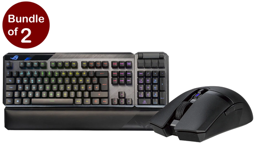 باقة جي جيت ,اسوس روج كلايمور || لوحة مفاتيح لاسلكية RF+ ماوس اسوس TUF للالعاب لاسلكي M4 لليد اليمنىRF + بلوتوث بصري 12000 نقطة  DPI