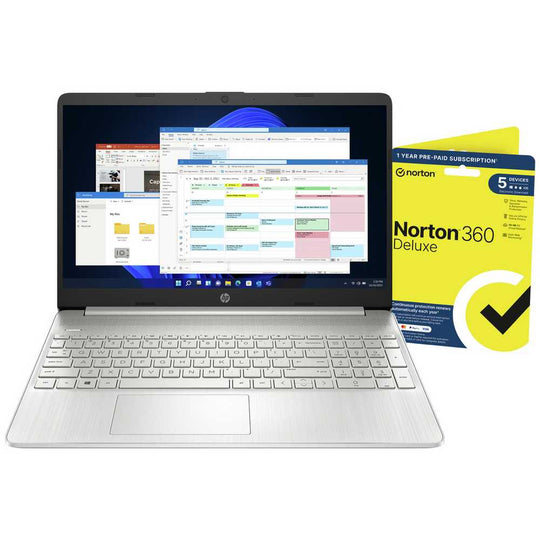 HP - 15s + fq5021na + Laptop Bundle - Intel Core i5-1235U - Intel Iris Xe - 8GB RAM - 256GB SSD - 15.6-inch FHD - Windows 11 - Silver