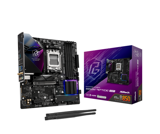 ASRock B850M Riptide WiFi Socket AM5 DDR5 mATX Black Motherboard