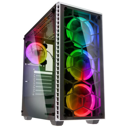 Kolink Observatory Midi Tower RGB Gaming Case - White Tempered Glass Window