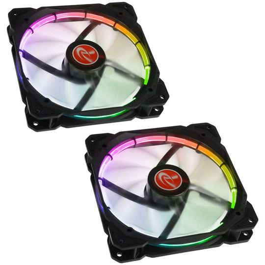 Raijintek Auras 14 RGB LED Fan - 140mm PWM - 2 Pack with Controller - Black