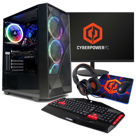 CyberPowerPC - ARG010239 + Gaming PC Bundle - Intel Core i5-14400F - NVIDIA RTX 4060 - 16GB DDR4 - 1TB NVMe