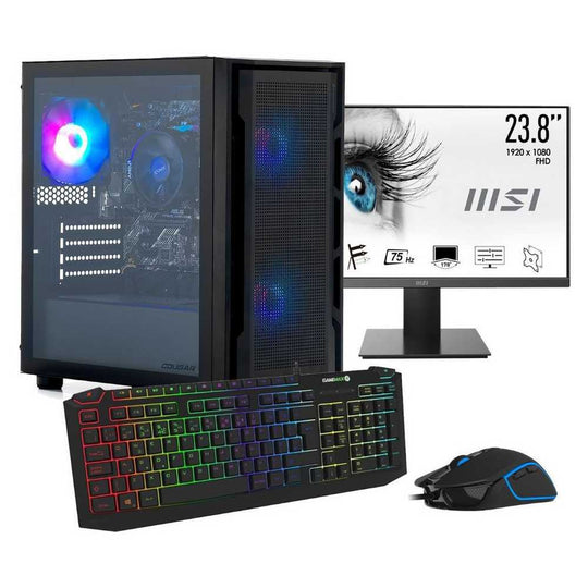 Stormforce - R5 + 16GB/1TB + Gaming PC Bundle - AMD Ryzen 5 4600G - AMD Radeon Graphics - 16GB RAM - 1TB SSD - 23.8" Monitor