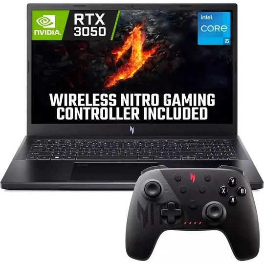 Acer Nitro V15 Gaming Laptop Bundle, Intel Core i5 -13420H, Nvidia RTX 3050, 8GB RAM, 512GB SSD, 15.6 Inch Full HD Display, Windows 11 Home, Black + Nitro Wireless Controller