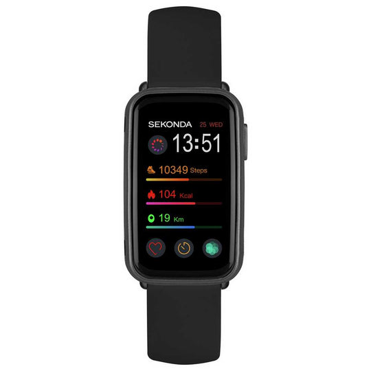 Sekonda Black Silicone Strap Fitness Tracker Smart Watch