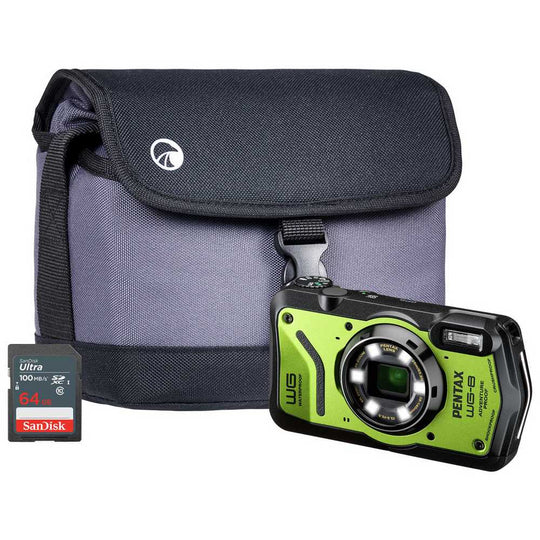 Pentax WG-8 20MP 5x Zoom Compact Digital Camera Combo- Green