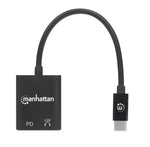 Manhattan, USB-C , USB-C Audio, Adapter, USB-C, inc Power Delivery , Black