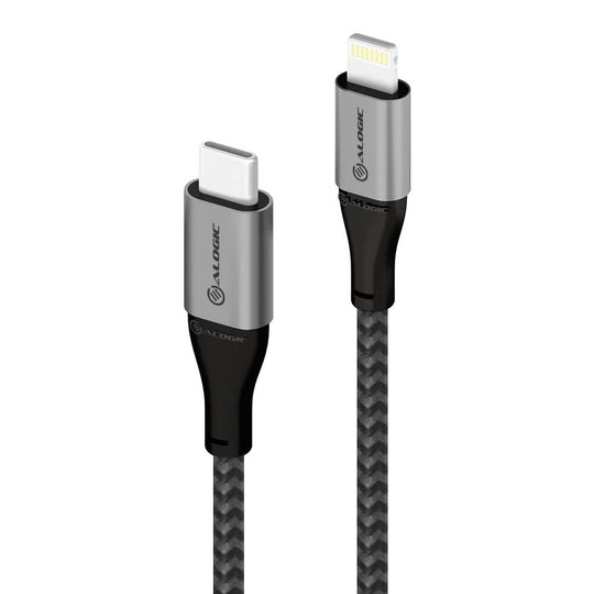 ألوجيك، سوبر الترا، USB-C، كابل لايتنينج، 1.5 متر، رمادي فلكي