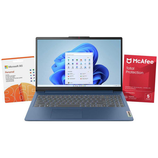 Lenovo - IdeaPad 3 + 15.6in + Laptop Bundle - Intel Core i5-12450H - UHD Graphics - 8GB RAM - 256GB SSD - 15.6-inch 1920x1080 - Windows 11 Home - Abyss Blue