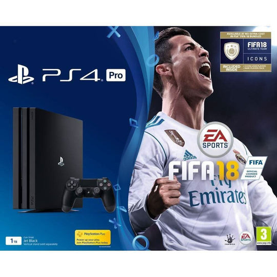 PlayStation 4 Pro Refurbished, 1000GB, Black + FIFA 18