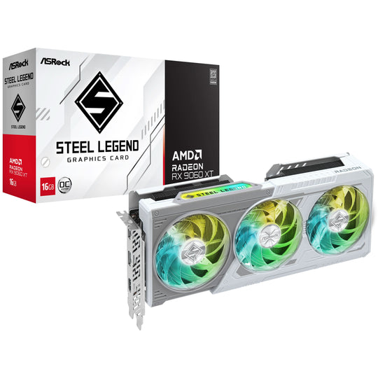 ASRock Radeon RX 9060 XT Steel Legend OC 16GB GDDR6 3320 MHz Graphics Card