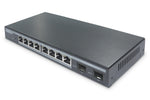 Digitus 8-Port Gigabit PoE Networkswitch, Desktop, L2 managed, 2 Uplinkports, SFP, 86 W, af/at