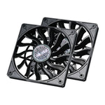 Akasa AK-FN078-KT02 Case Fan Duo Pack - 120mm Slim PWM - EBR Bearing - Black