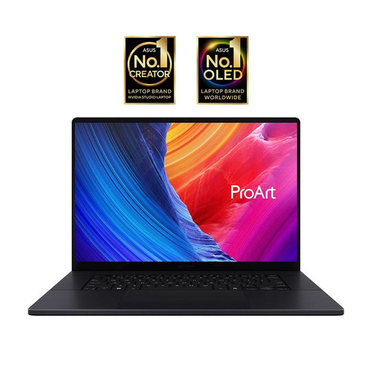 ASUS - ProArt P16 + H7606WI-ME026W + Gaming Laptop - AMD Ryzen AI 9 HX 370 - NVIDIA RTX 4070 - 64GB LPDDR5x-SDRAM - 2TB SSD - 41 cm (16") WQUXGA OLED Touchscreen - Windows 11 Home - Black
