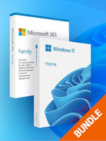 Microsoft Windows 11 Home & Microsoft Office 365 Family Bundle (PC, Mac) (6 Devices, 6 Months), Microsoft Key, Global