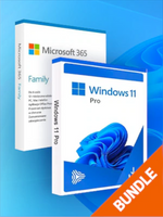 Microsoft Windows 11 Pro & Microsoft Office 365 Family Bundle (PC, Mac) (6 Devices, 6 Months), Microsoft Key, Global