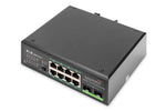 Digitus Industrial 8 Port Gigabit PoE Switch, Unmanaged, 2 Uplinks