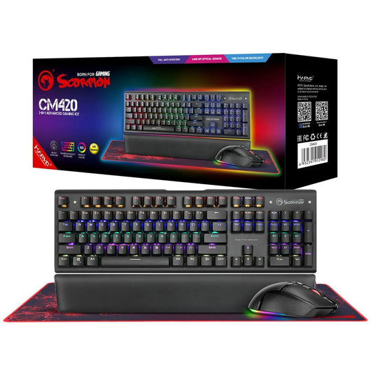 Marvo CM420-UK - USB Wired Gaming Keyboard &amp; Mouse Combo - Black