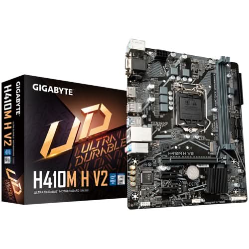 جيجابايت H410M H V2 لوحة ام بمعالج Intel H410، مقبس LGA 1200، تدعم DDR4، نوع micro ATX