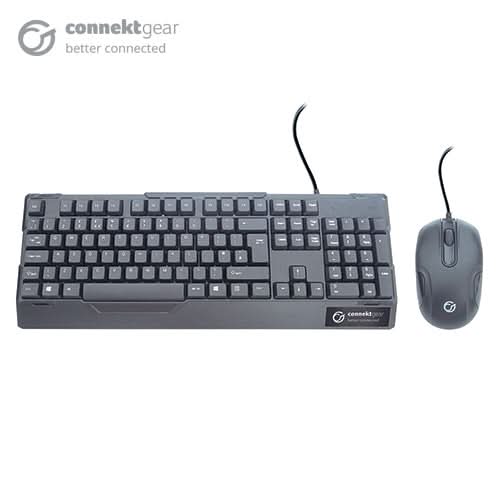 Connektgear KB235 - USB Wired Standard Keyboard &amp; Mouse Combo - Black