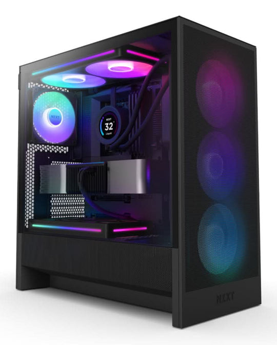 NZXT H5 Flow RGB Midi Tower ATX Case with Tempered Glass - Black