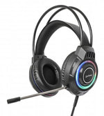 Manhattan RGB LED Over-Ear USB Gaming Headset (Clearance Pricing), Wired, USB-A Plug, Stereo Sound, Adjustable Microphone, Integrated Volume Control, Color-LED Lighting, 2m Cable, Black