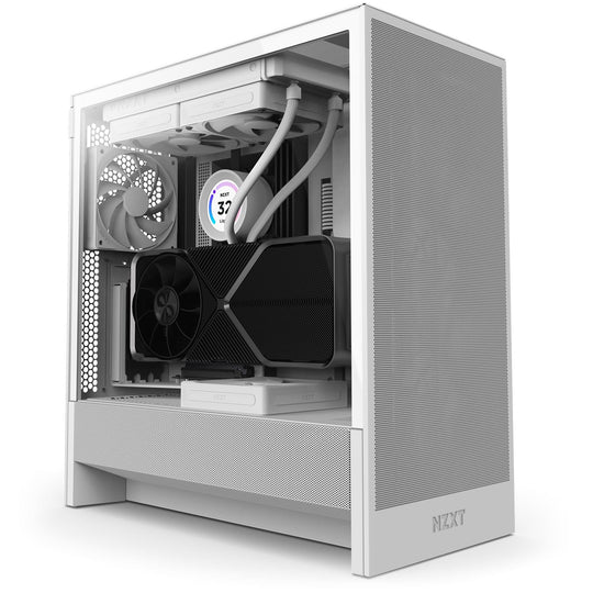 NZXT H5 Flow Midi Tower PC Case with Tempered Glass - White
