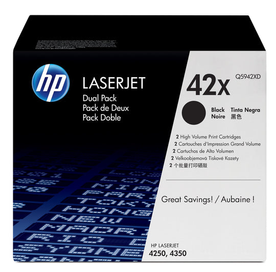 HP Q5942XD/42XD Toner cartridge black high-capacity twin pack, 2x20K pages ISO/IEC 19752 Pack=2 for HP LaserJet 4250