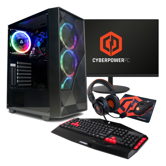 CyberPowerPC - Eurus + Gaming Bundle - AMD Ryzen 5 5600G - Radeon Vega 7 - 8GB DDR4 - 500GB SSD + 23.8" FHD Monitor - Black