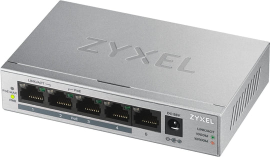 Zyxel GS1005HP Unmanaged Gigabit Ethernet (10/100/1000) Power over Ethernet (PoE) Silver GS1005HP-EU0101F