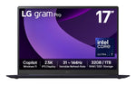 LG - Gram Pro + 17Z90TP-G + Laptop - Intel Core Ultra 7 225H - Intel Arc 140T - 32GB RAM - 1TB SSD - 17-inch 2.5K - Windows 11 Home - Obsidian Black