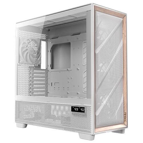 Antec FLUX PRO White EUV Full Tower ATX Case Wood Accent - White/Wood