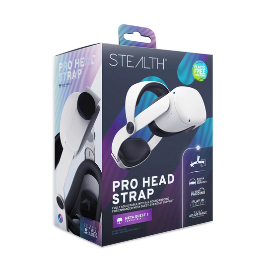 ستيلث إيليت ميتا كويست 2 حزام راس قابل للتعديل موديل SQ2-ES، بدعم محسن وراحة في العاب الواقع الافتراضي.