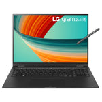 ال جي جرام 16T90R-K.AA78A1 لابتوب 2 في 1، شاشة 16 انش WQXGA تعمل باللمس، بمعالج انتل كور i7 i7-1360P، ذاكرة 16 جيجابايت  LPDDR5-SDRAM، سعة تخزين 1 تيرابايت SSD، ويندوز 11 هوم، أسود