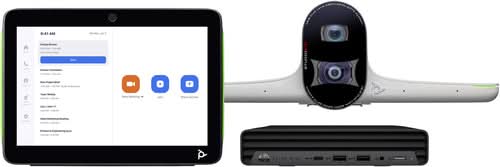 حزمة بولاي ستوديو لغرف الاجتماعات الكبيرة لمؤتمرات زوم: كاميرا ذكية E70 وجهاز كمبيوتر HP مع TC10 (النسخة ABU)