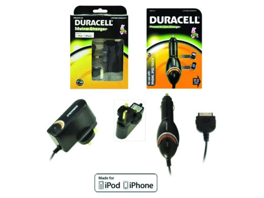 Duracell Apple 30pin Home & Car Charger Bundle