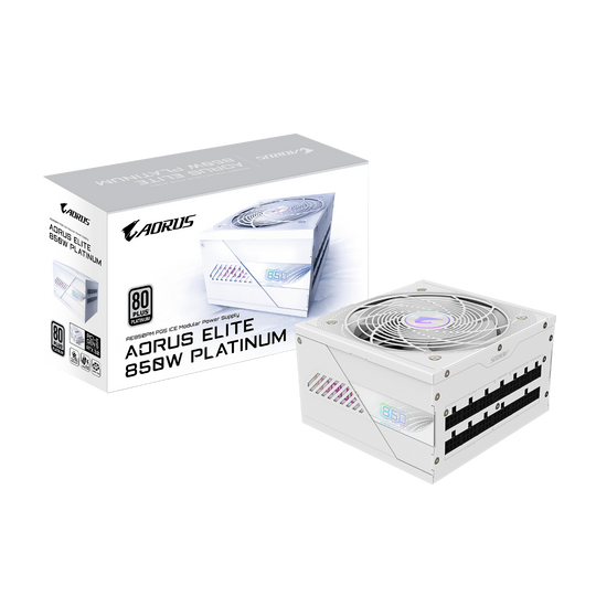 GIGABYTE AORUS ELITE P850W 80+ Platinum Modular PCIe 5.0 ICE Power Supply - White - GP-AE850PM PG5 ICE	EU Cable